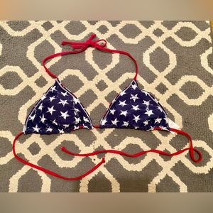 Excellent used condition, red white and blue bikini top.
